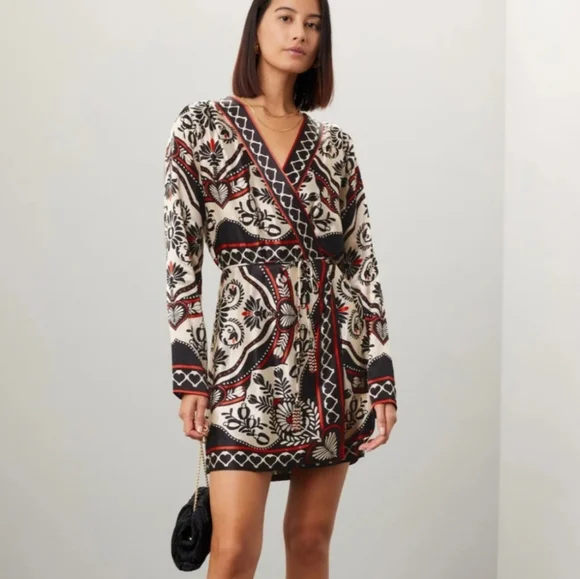 Farm Rio Passion Scarf Black Wrap Dress Size Small NWT - Picture 13 of 13